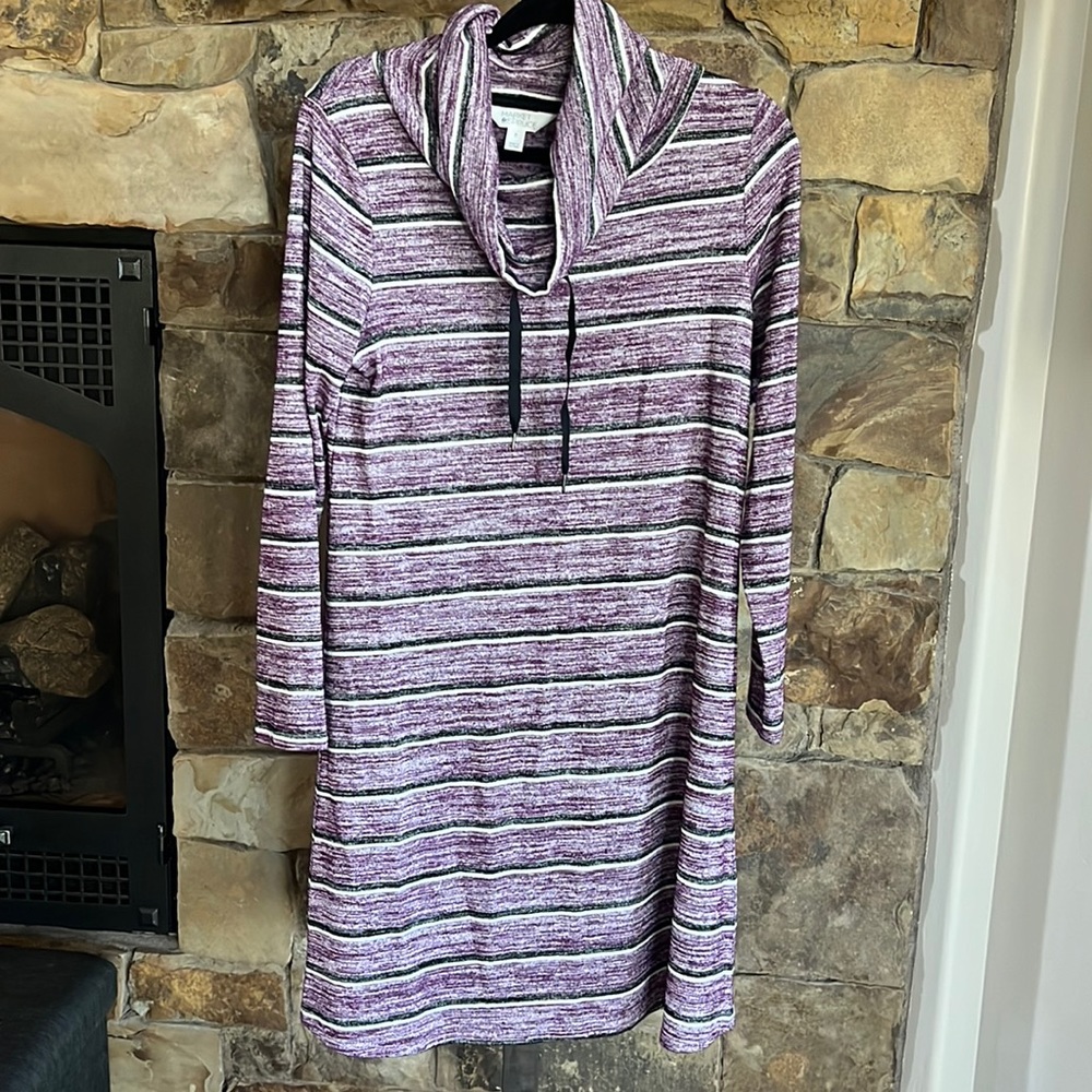 Purple black, and white dress. Size medium